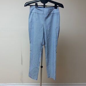 Sophisticated Light Blue Textured Ankle Pants